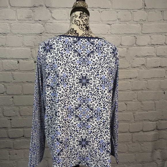 Lands End women's long sleeve floral print stretch knit popover top size 2x B18a - Picture 10 of 10